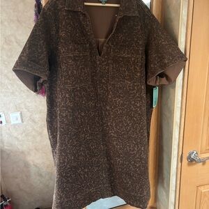 Terra & Sky Dark Brown Patterned Dress